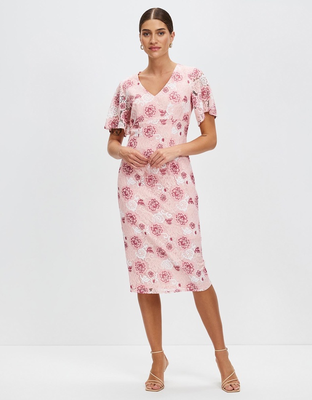Pink Ruby - Glamerous Frill Sleeve Dress
