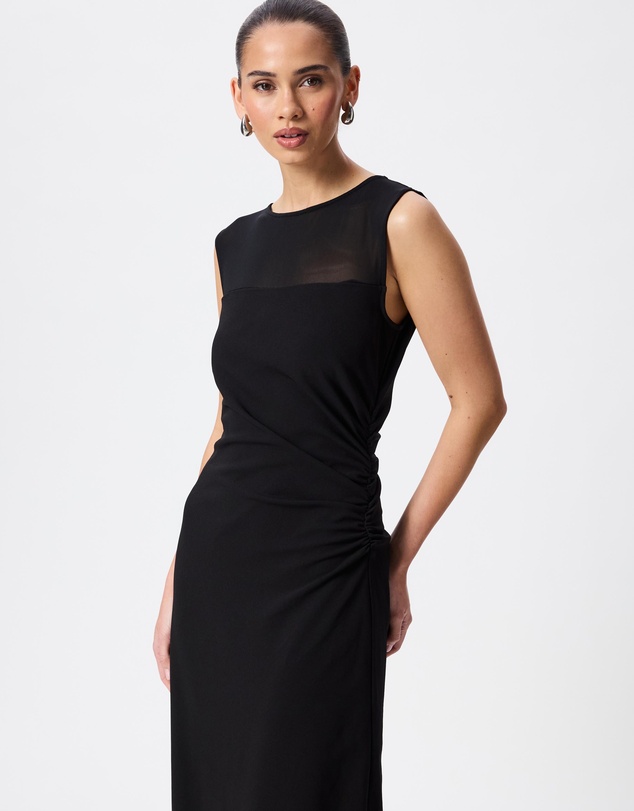 Tussah - Amelia Sheer Panel Gathered Waist Midi Dress