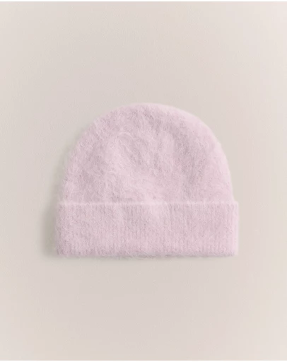 Trenery - Brushed Alpaca Beanie in Light Blush