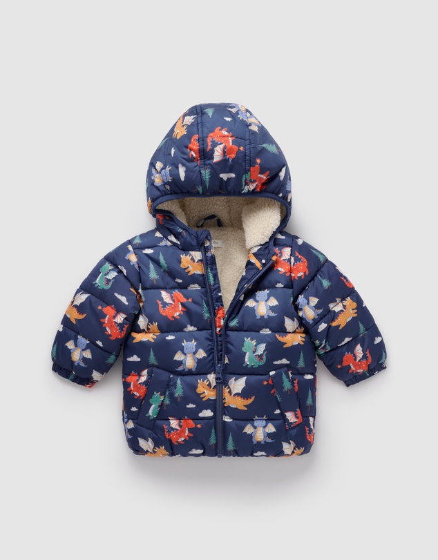 Purebaby - Shearling Lined Puffer Jacket -Kids-Babies