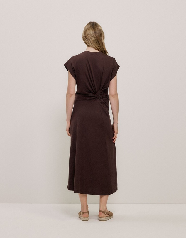 Trenery - Cotton Jersey Twist Dress in Coffee