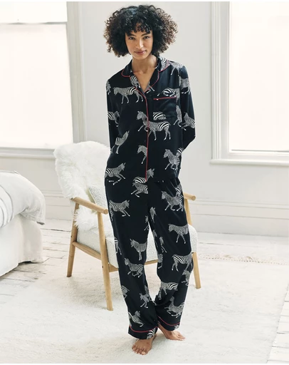 Chelsea Peers - Satin Zebra Print Long Pyjama Set