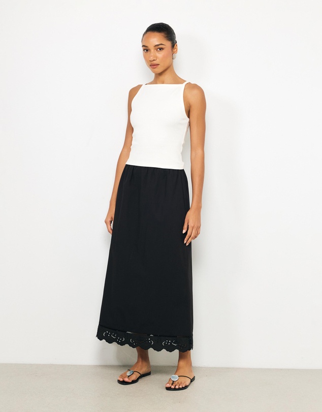 AERE - Bonnie Lace Trim Maxi Skirt