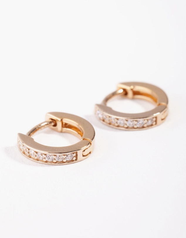 Lovisa - Gold Plated Sterling Silver Cubic Zirconia Huggie Earrings