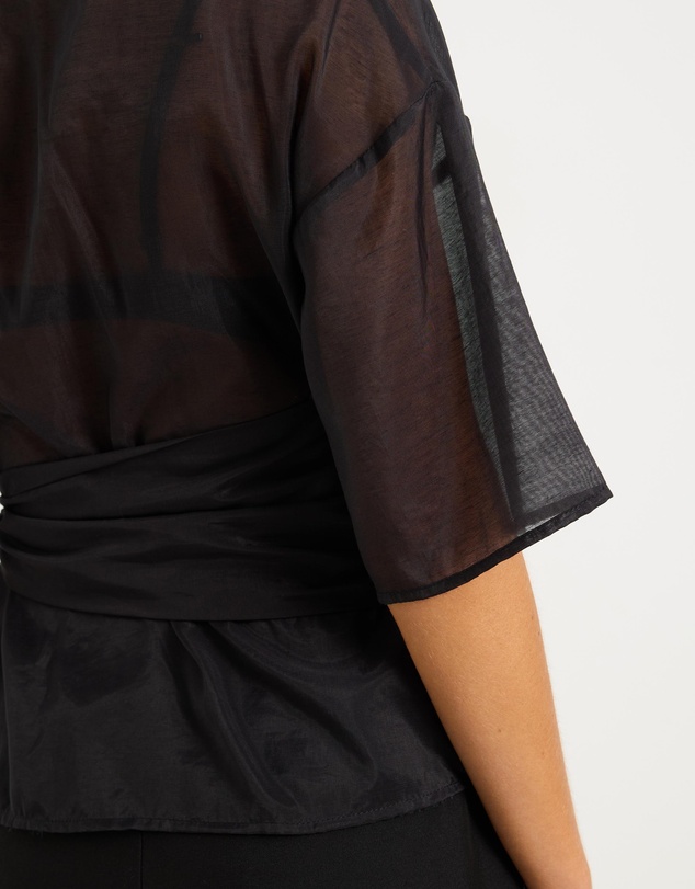 Calli - Elsi Sheer Wrap Short Sleeve Shirt