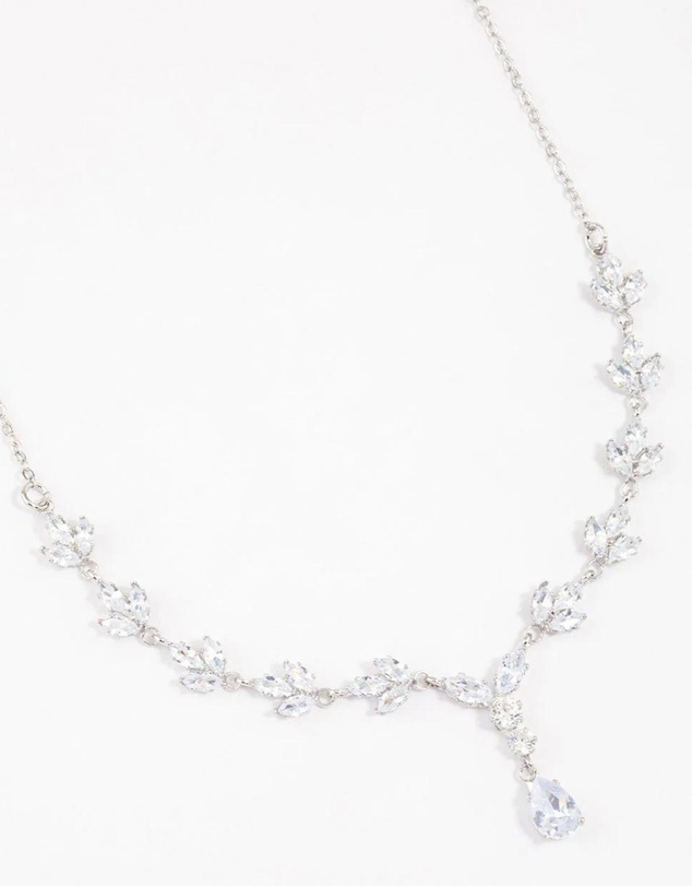 Lovisa - Silver Plated Cubic Zirconia Marquise Vine Y-Shaped Necklace