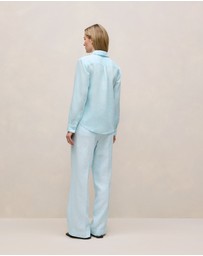 Trenery - Linen Classic Shirt in Pastel Blue