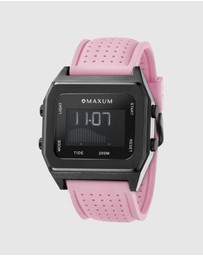 Maxum - Raglan Tide Watch – Black Case, Black Dial & Pink Silicone Strap