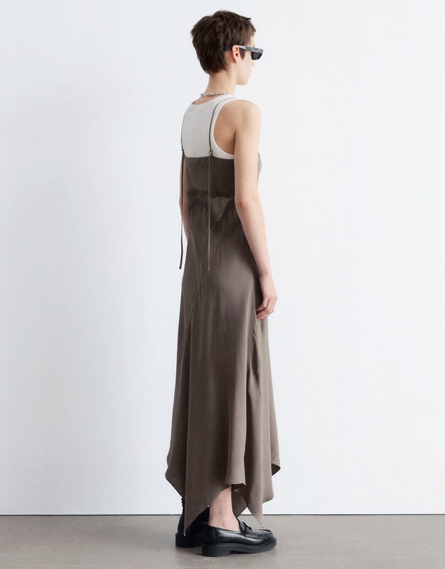 & Other Stories - Asymmetrical Satin Slip Midi Dress