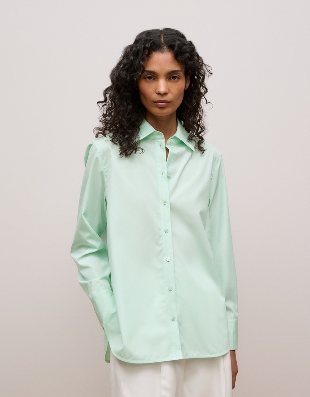 Trenery - Cotton Poplin Long Sleeve Shirt in Peppermint