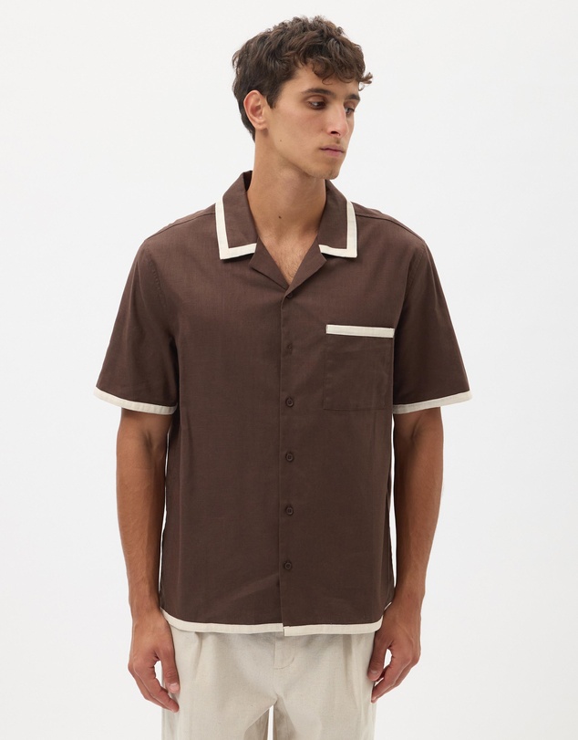 AERE - Linen Blend Contrast Shirt