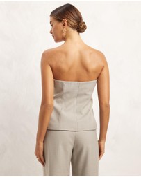 AERE - Button Up Strapless Top