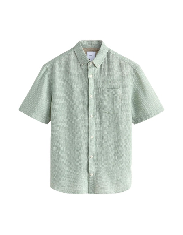 NEXT - Short Sleeve Linen Blend Shirt Button Down Collar
