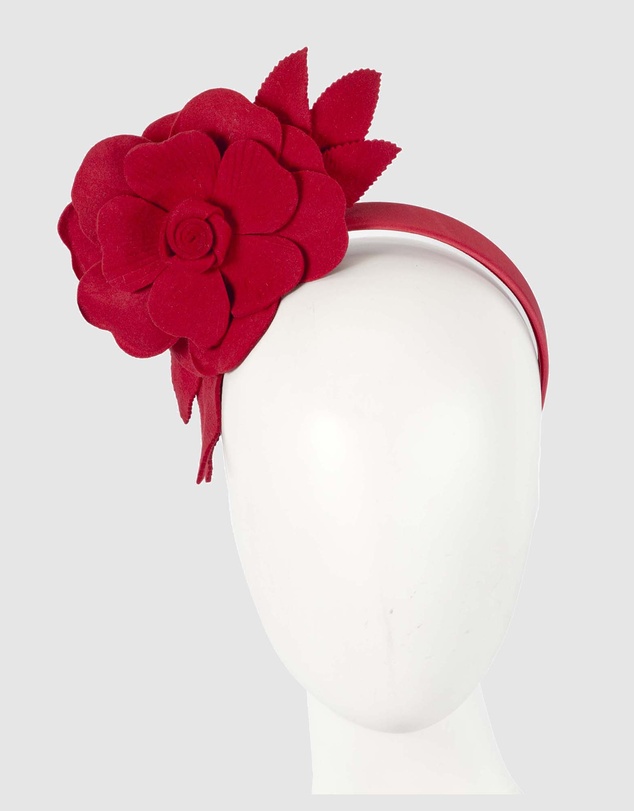 Max Alexander - Felt Red Flower Racing Fascinator Headband