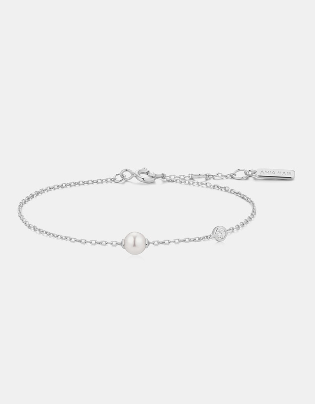 Ania Haie - Silver Shell Pearl & Bezel-Set Sparkle Bracelet