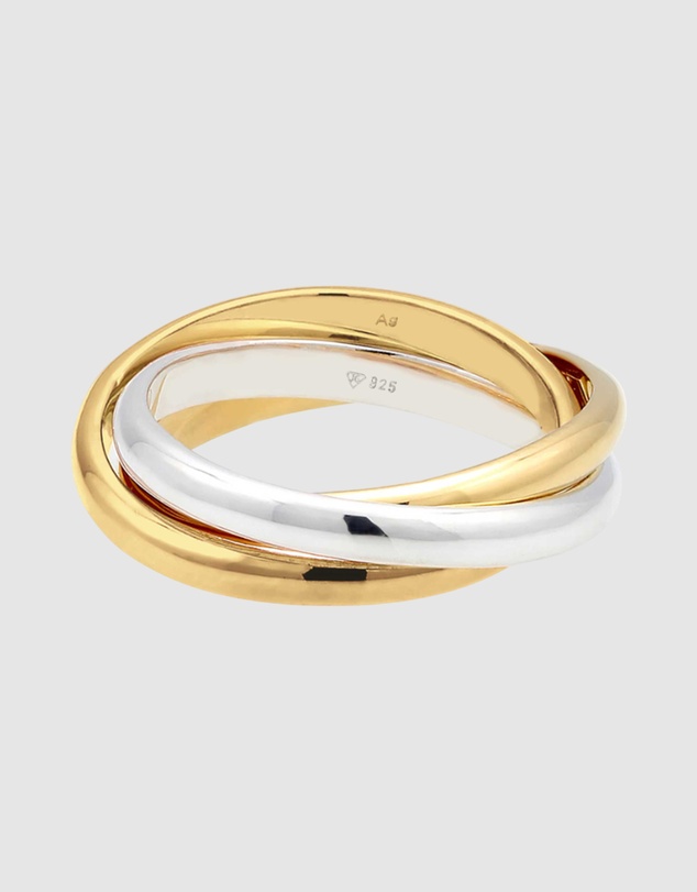 Elli Jewelry - Ring Wrap Trio Basic 925 Sterling Silver Bicolor