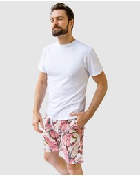 Sant And Abel - Men's Martinique® Pink Banana Leaf Sleep Shorts