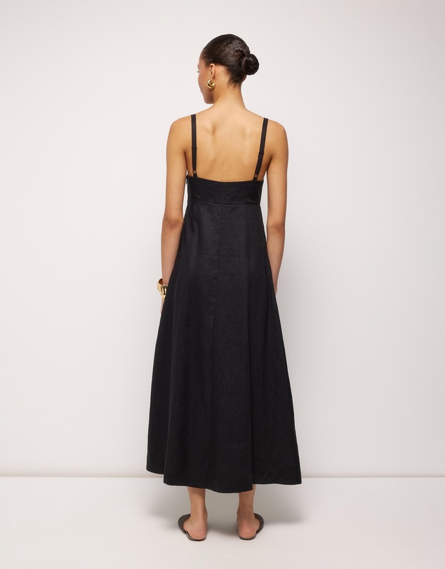 AERE - Millie Linen V Neck Midi Dress