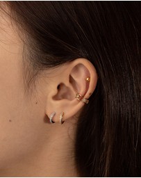 Wanderlust + Co - Classic Pave Silver 7mm Huggie Earrings