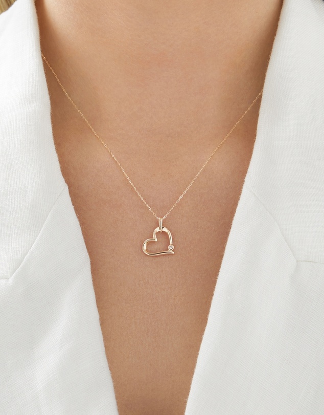 Michael Hill - Heart Pendant with A Diamond in 10ct Yellow Gold