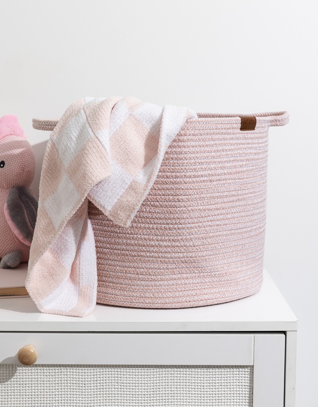 Living Textiles - Cotton Rope Medium Hamper - Pink
