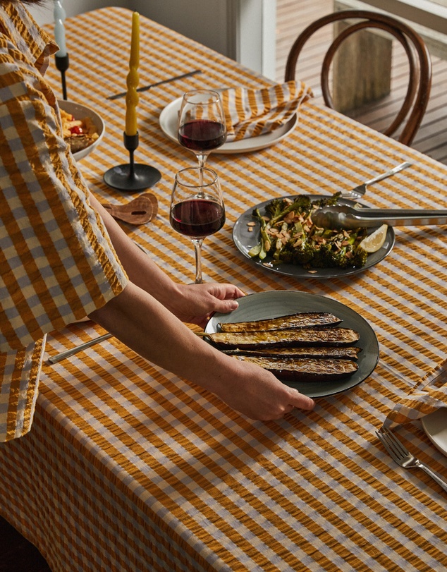 Mosey Me - Mango Seersucker Tablecloth