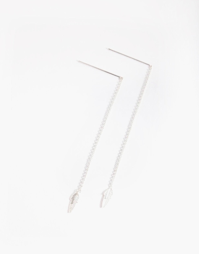 Lovisa - Sterling Silver Faux Feather Thread Through Earrings