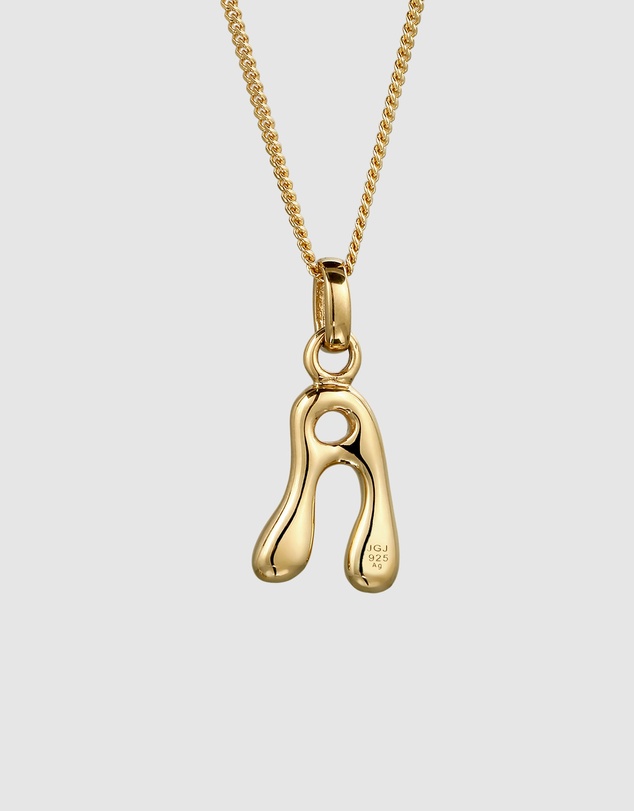 Elli Jewelry - Bubble Letter A Necklace in Gold-Plated 925 Silver