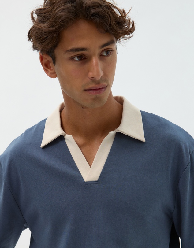 AERE - Contrast Cotton Rugby Polo