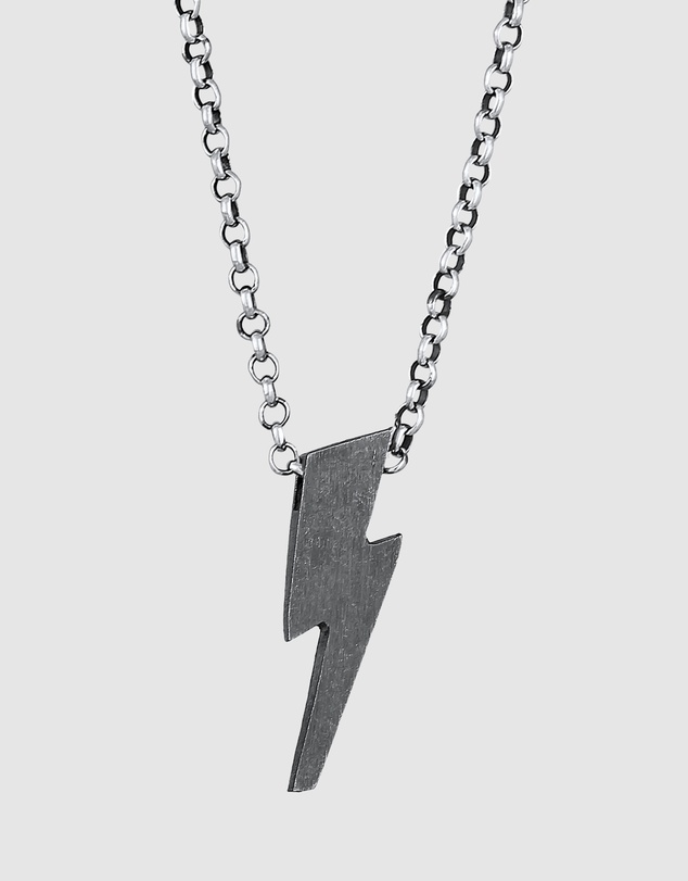 Kuzzoi - ICONIC EXCLUSIVE - Lightning Pendant Necklace in Oxidised 925 Sterling Silver