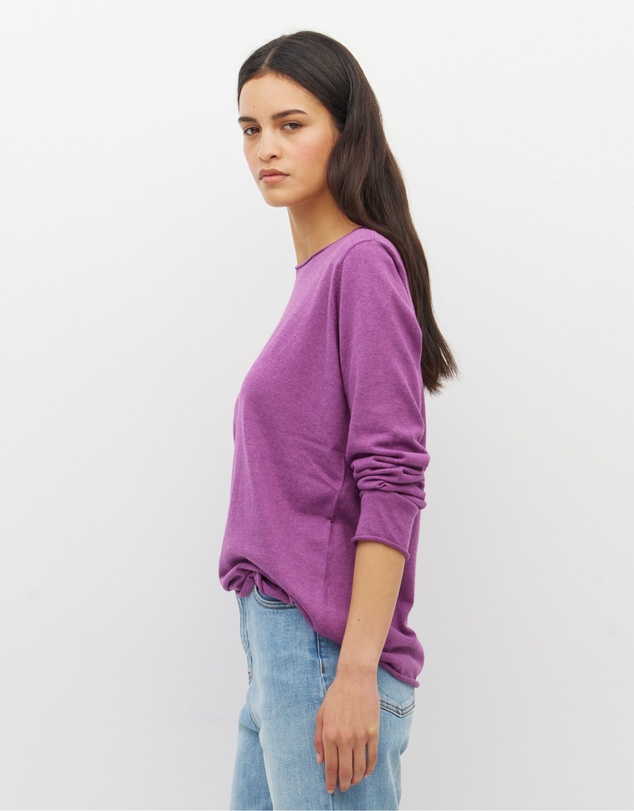 JH Lounge - JHL Crew L/S T (Fine Cotton Cashmere) Iris Marle
