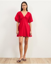 Atmos&Here - Kelly Linen Blend Puff Sleeve Mini Dress