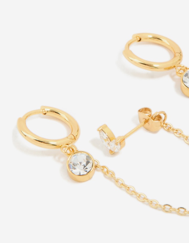 Lovisa - Waterproof Gold Plated Stainless Steel Cubic Zirconia Mixed Earrings 2-Pack