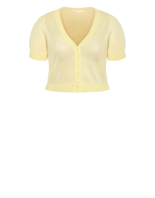 City Chic - Plus size Tara Short Sleeve Crop Cardigan - lemon drop
