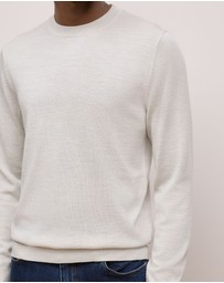 Trenery - Merino Classic Crew in Stone