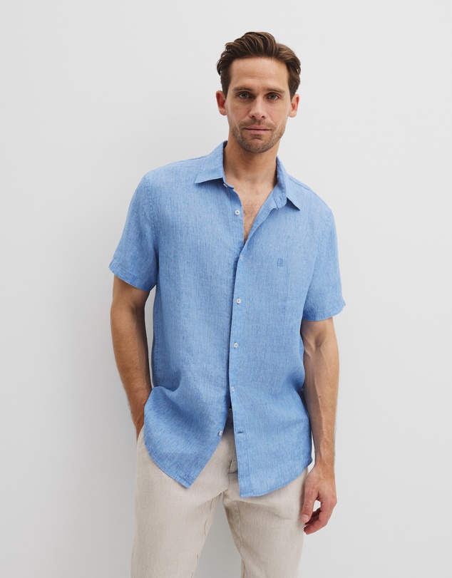 Country Road - Regular Fit Organically Grown Delave Linen Short Sleeve Shirt
