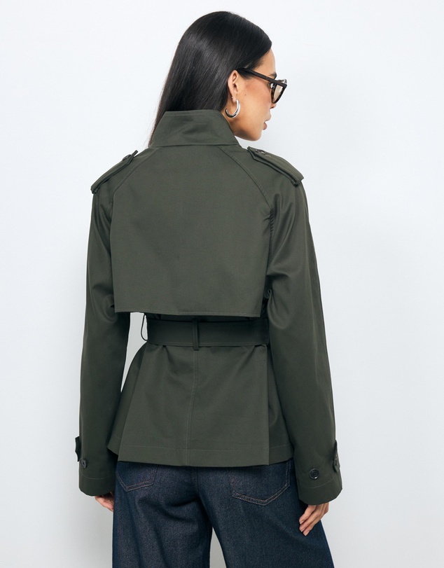 AERE - Sadie Funnel Neck Crop Trench Coat