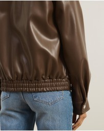Atmos&Here - Renna Faux Leather Bomber Jacket