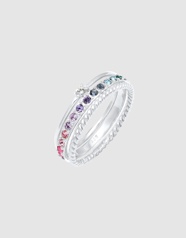 Elli Jewelry - Crystal Ring Set in 925 Silver