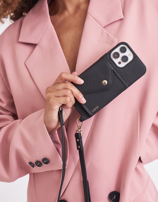 LOUVE COLLECTION - Leather Phone Case Wallet & Strap + Pearl Crossbody Chain & Wristlet