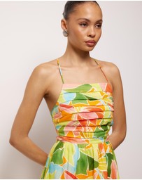 AERE - Emina Linen Tie Back Midi Dress