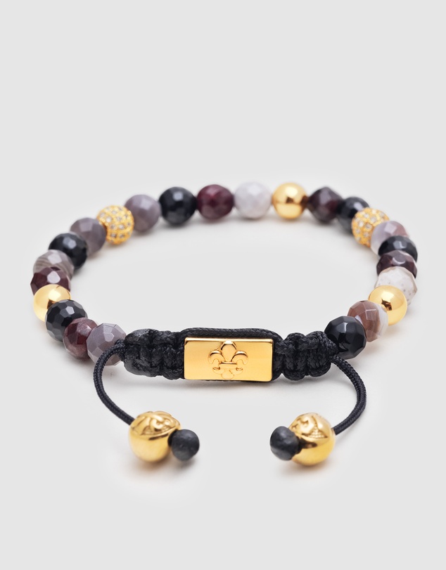 Nialaya Jewellery - Women's Beaded Bracelet with Botswana Agate, Garnet, Agate and Gold