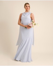 Six Stories - High Cowl Neck Drape Chiffon Bridesmaid Dress