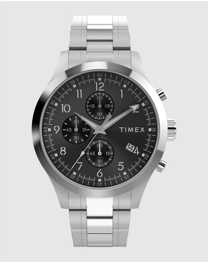 TIMEX - Men's Dress Chronograph 43mm Stainless Steel Bracelet Watch 
