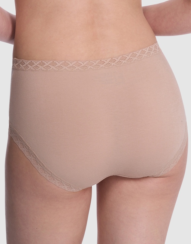 Natori - Bliss Lace Trim Pima Cotton High Waist Full Brief