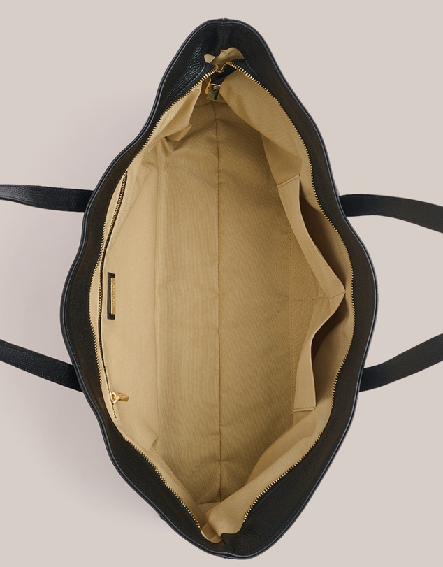 VESTIRSI - Mia Black Leather East West Slouchy Tote