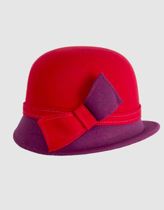 Max Alexander - Winter Felt Red/Wine Cloche Hat