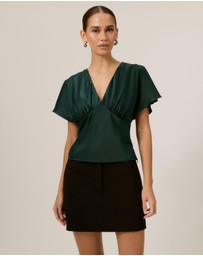 Tussah - Genevieve Flutter Sleeve Satin Top