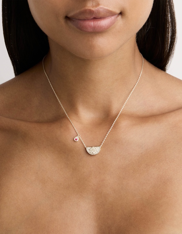 By Charlotte - Silver Lotus Birthstone Necklace - July