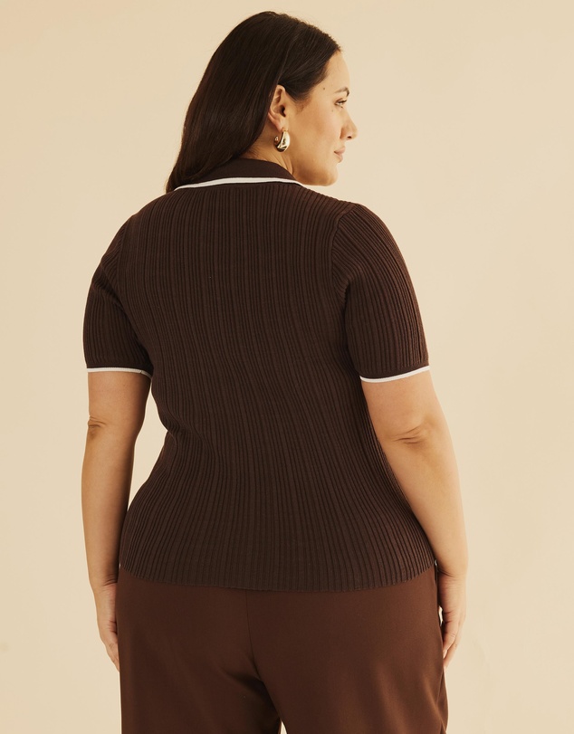 Atmos&Here Curvy - Olaria Contrast Knit Top